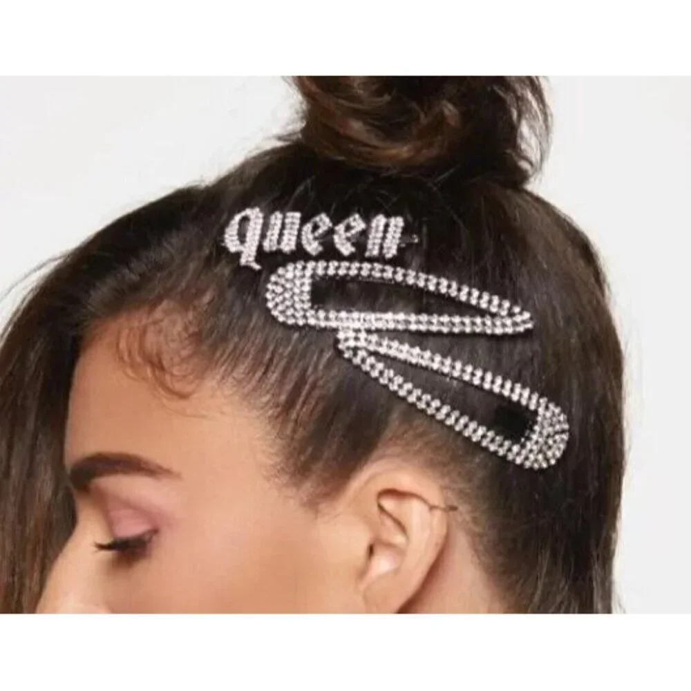 New Kitsch X Justine Marjan Rhinestone Barrettes Set of 2